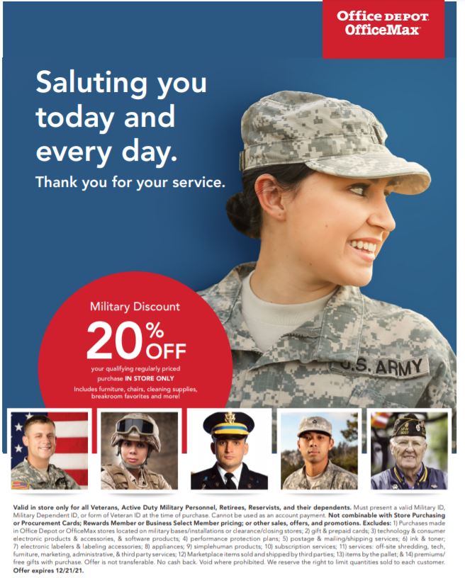 Ahorros Diarios Usando Cupones Descuento para Militares en OfficeMax