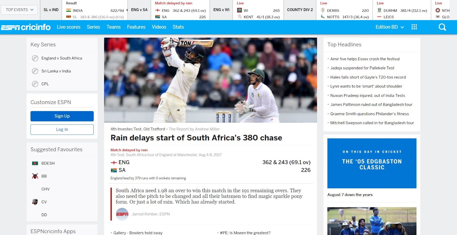 Top 5 Sports Website in World Live Score and Sports Event News