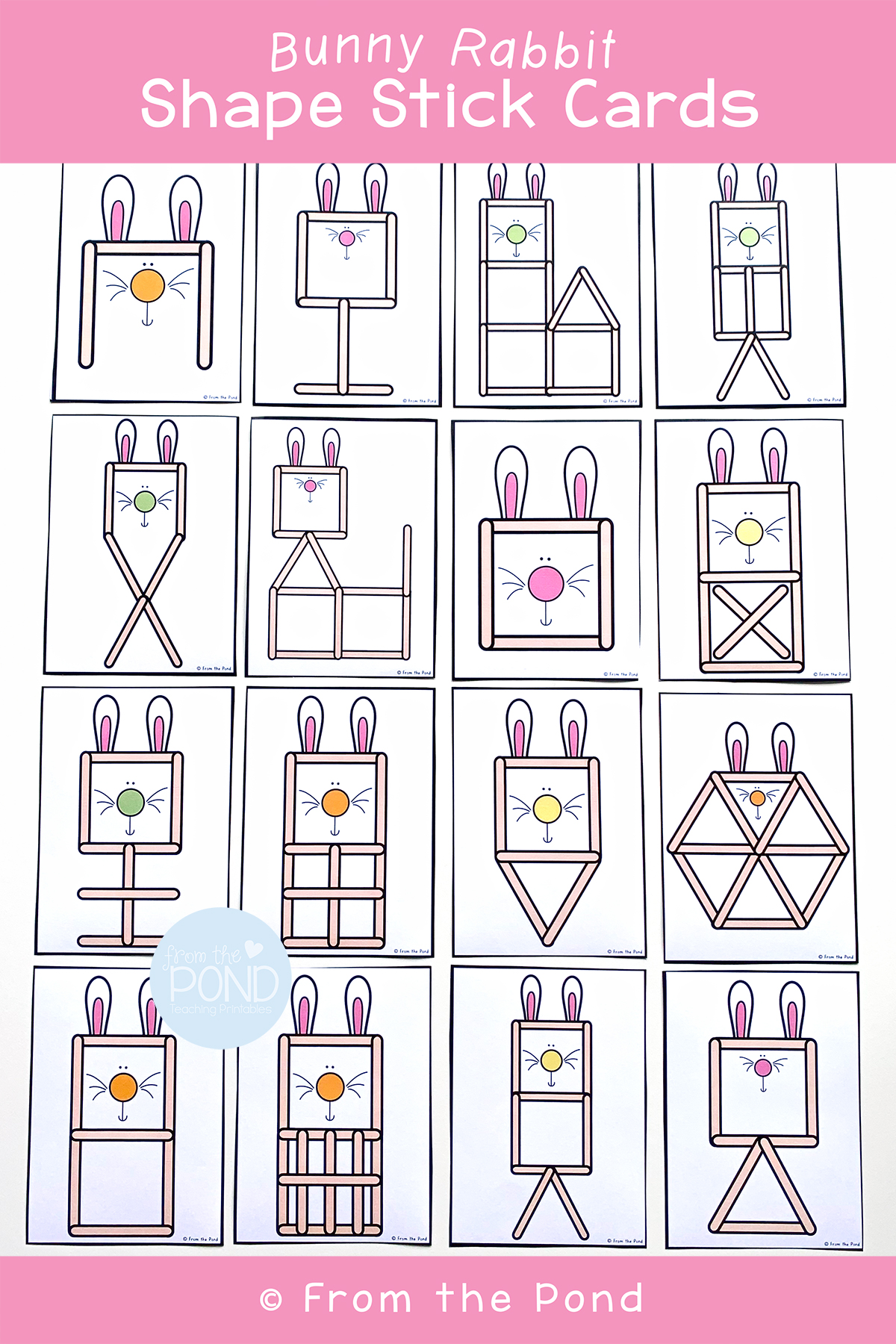 Bunny Stick Shape Cards From the Pond