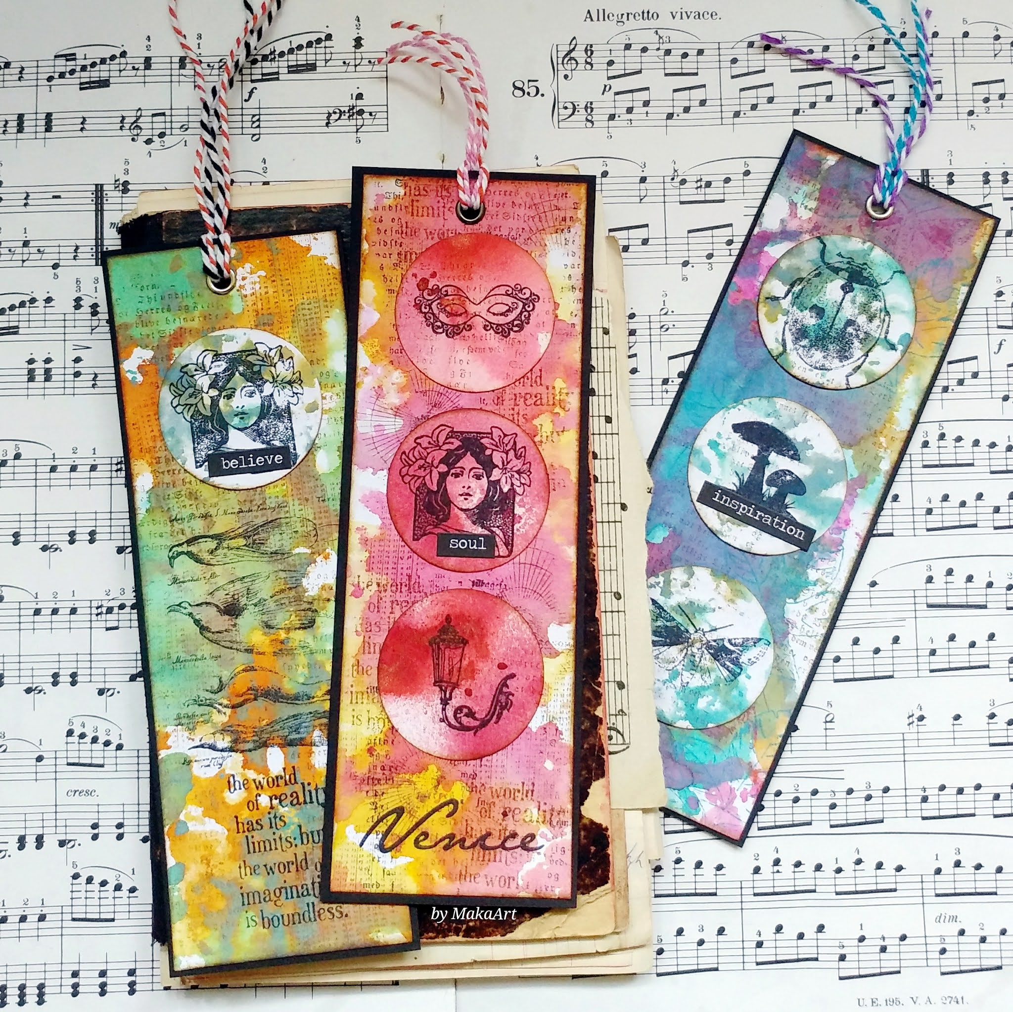 My journey through the mixed media world... Colorful Distress Bookmarks