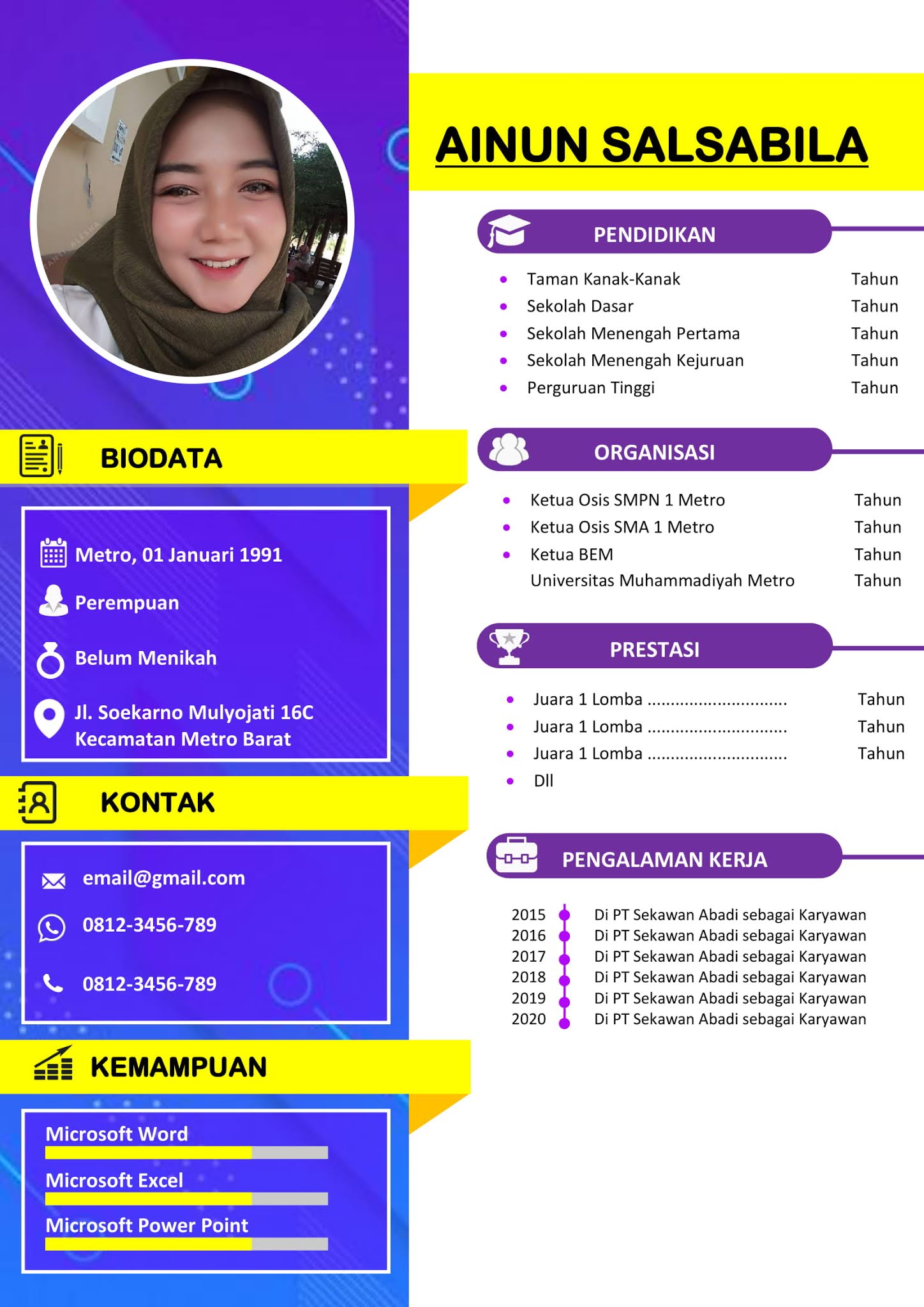 cara buat cv lamarankerja di word yang mudah www.desaincvkreatif.com