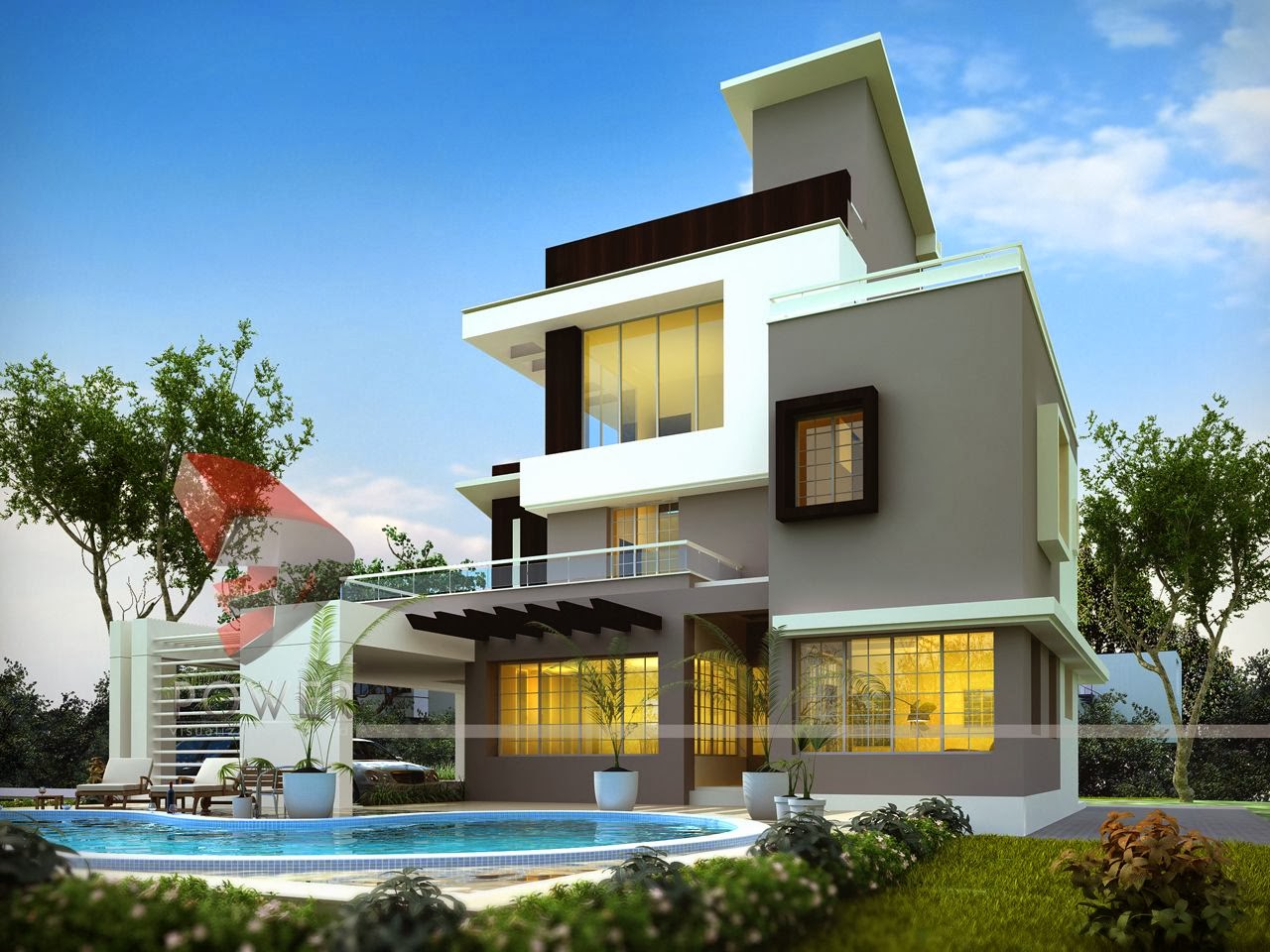 House 3D Interior Exterior Design Rendering Modern Home Designs