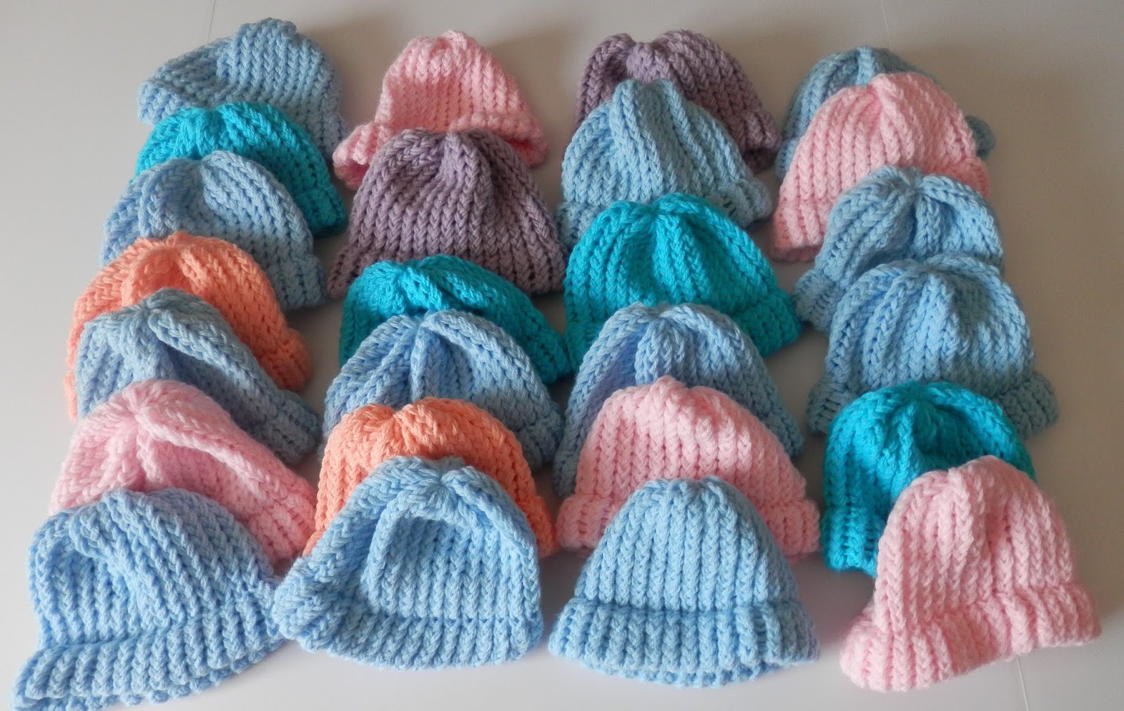 Karens Crocheted Garden of Colors 25 Loom Knitted Baby Hats