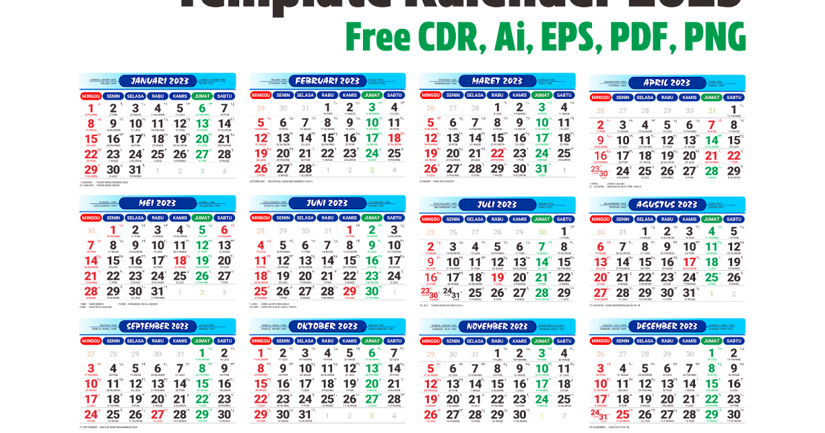 Template Kalender 2023 Vector Format Cdr Ai Eps Png Hd Gudril Logo