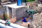 Babinsa Dan Masyarakat Bersinergi Perbaiki Saluran Irigasi Rusak Pasca Banjir