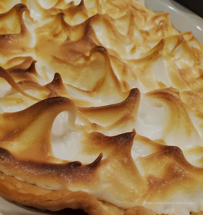 this is chocolate cream pie topped with toasted meringue egg whites