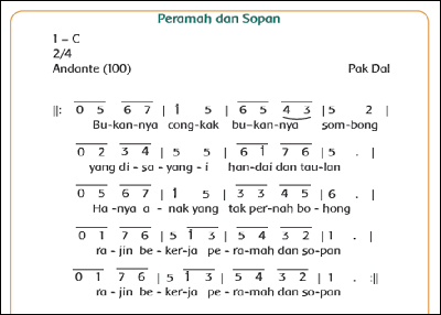 nada lagu peramah dan sopan www.simplenews.me