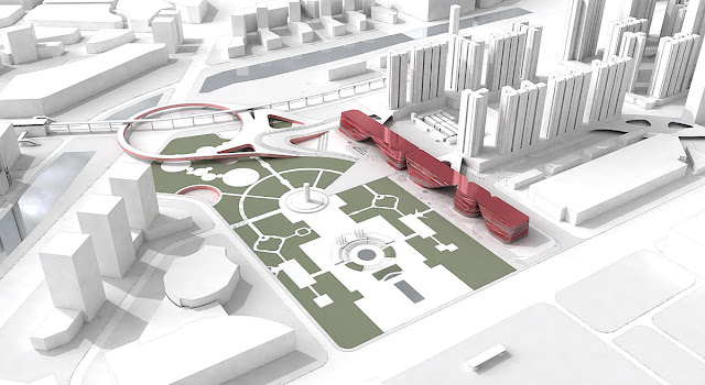 3D visualization of new cultural complex and its location in the city