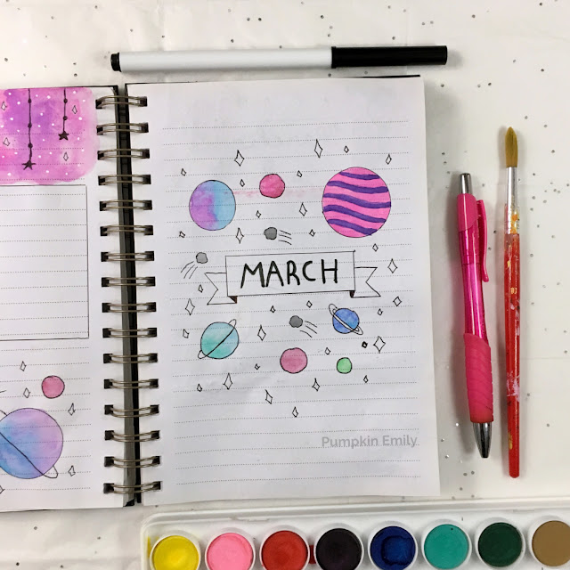 Galaxy Bullet Journal Cover Page