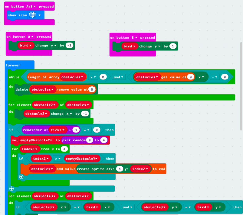 Digital Studies 201 : Microbit: Crashy Bird Game