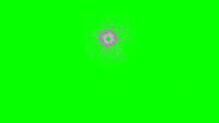 A simulated bullet hole in glass on a green background.
