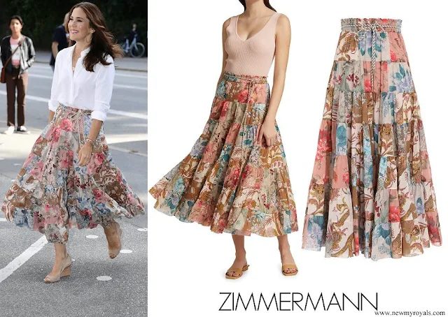 Crown Princess Mary wore Zimmermann Cassia Patch Midi Skirt