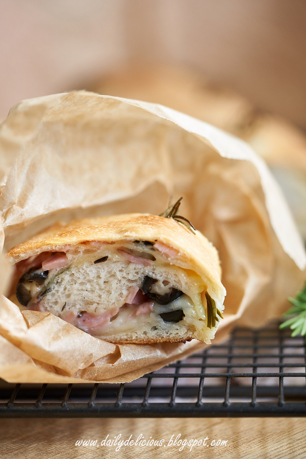 dailydelicious Stromboli Ham and cheese filled bread