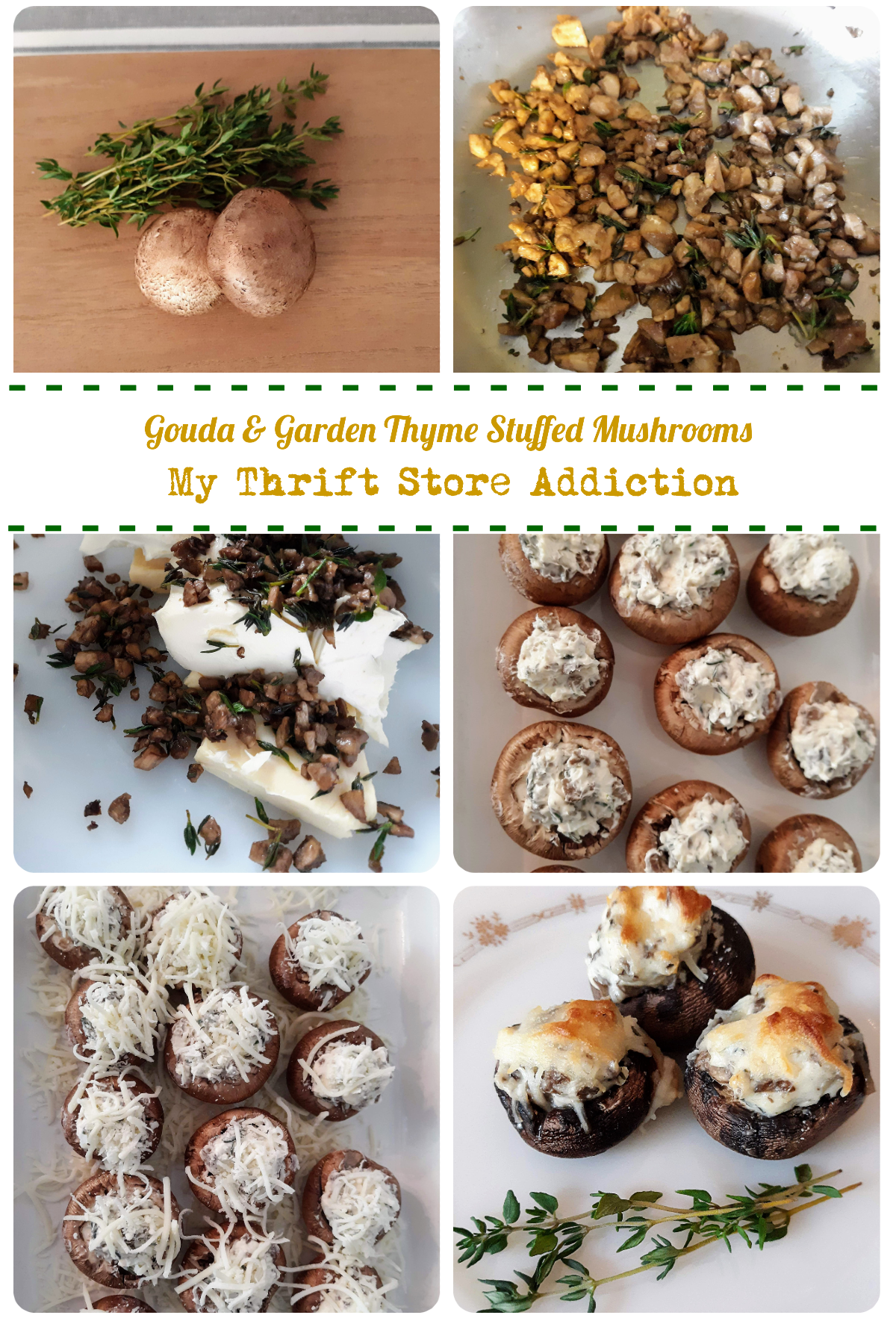 Gouda and thyme stuffed mushrooms