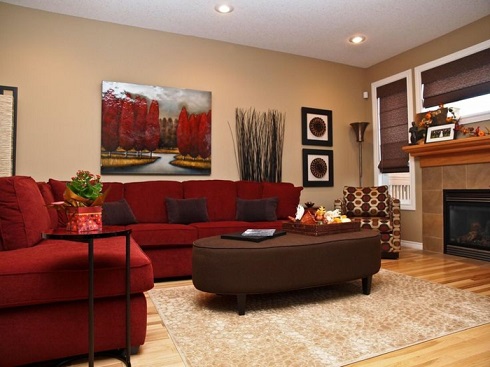 Salas con sofás color rojo colores en casa