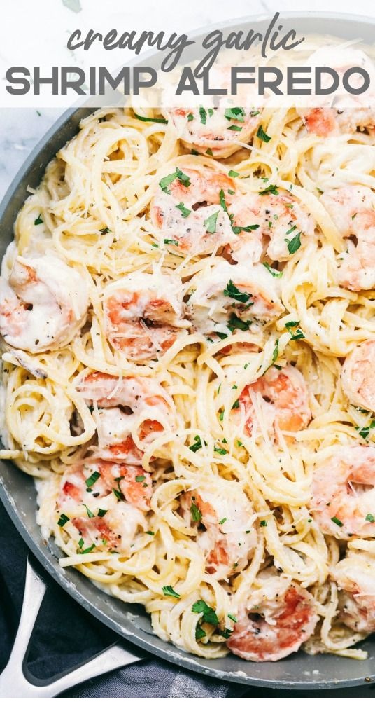 Creamy Garlic Shrimp Alfredo Pasta