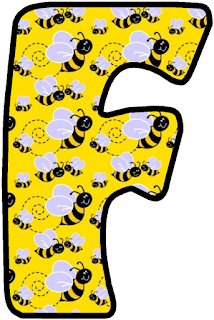 Abecedario de Abejas en Fondo Amarillo. Yellow Alphabeth with Bees.