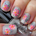 Pink flowers on grey and glitter