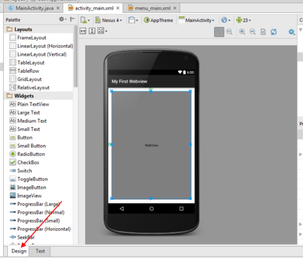 Create first webview in android studio