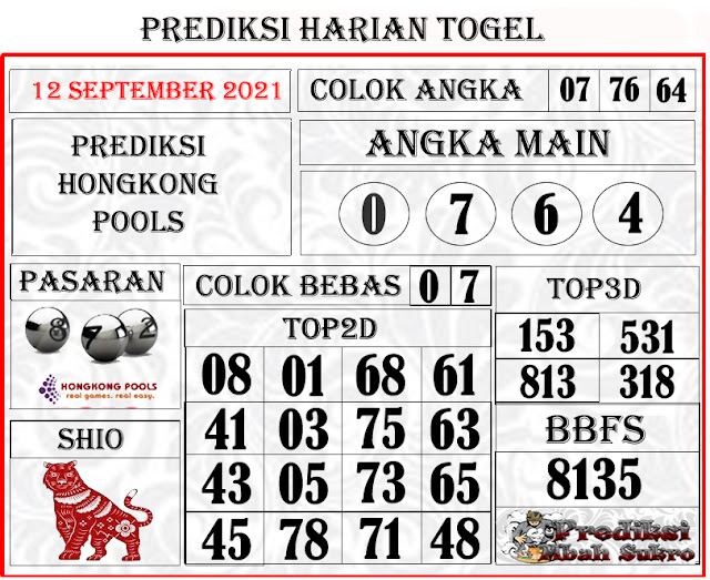 Prediksi Hongkong Minggu 12 September 2021 Prediksi Mbah Sukro Bocoran Togel Hk Sydney Rumus Jitu