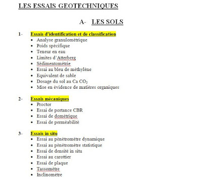 Document qui rassemble tous les essais en génie civil.