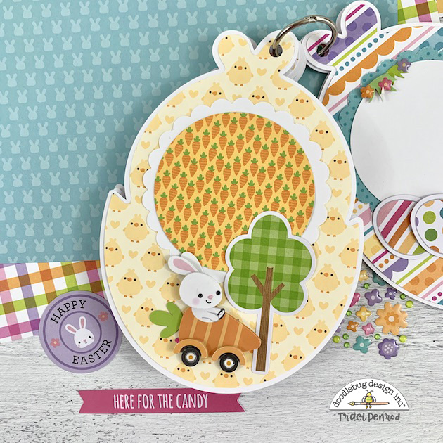 Easter Mini Scrapbook Album Page with a bunny rabbit in a carrot shaped car