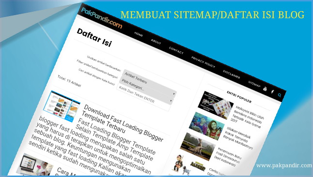 Cara Membuat Sitemap Daftar Isi Blog