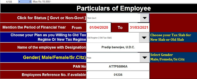 Income Tax Calculator for F.Y.2020-21