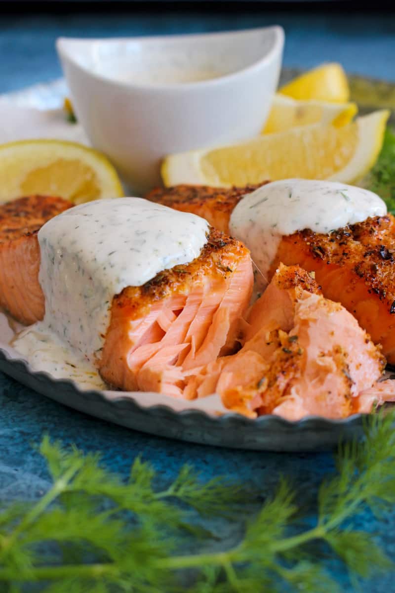 Air Fryer Salmon is the most irresistible, golden, perfectly cooked salmon ever. It is so easy to make, you will never want to prepare any other way. Make it in just 10 minutes!