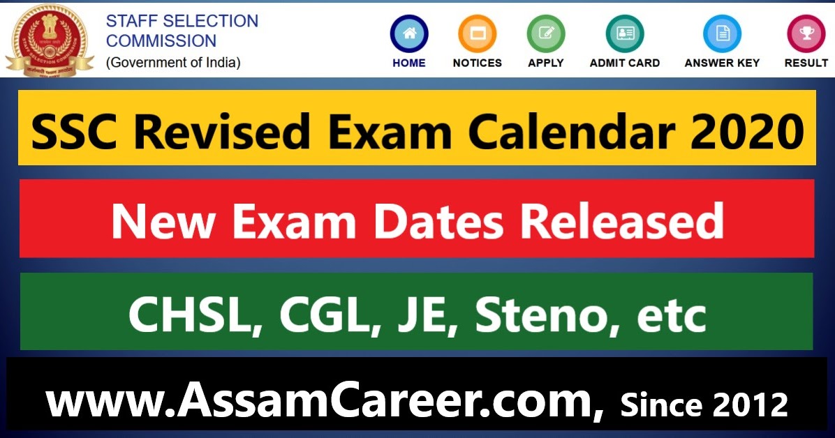 SSC Revised Exam Calendar 2020 : New exam dates Released, Details Inside