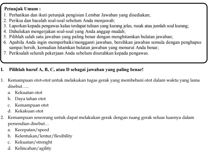3 Paket Soal UTS PTS PJOK Kelas 8 Semester 2 K13 + Kunci