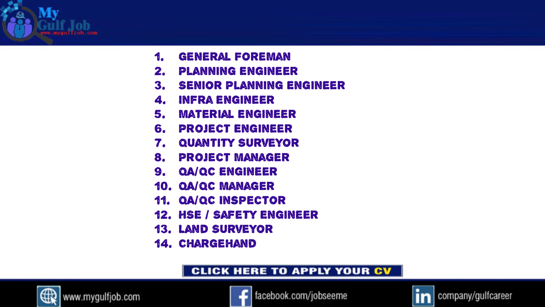 Foreman /Planning Engineer/Infra Engineer/Material Engineer/Project