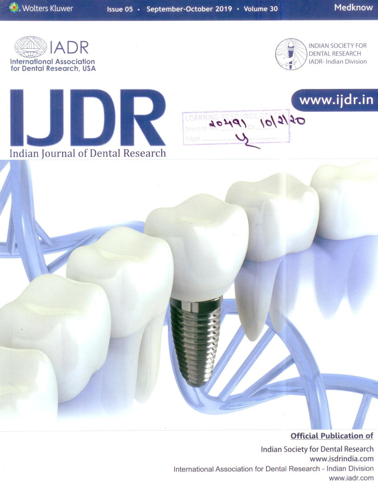 http://www.ijdr.in/showBackIssue.asp?issn=0970-9290;year=2019;volume=30;issue=5;month=September-October