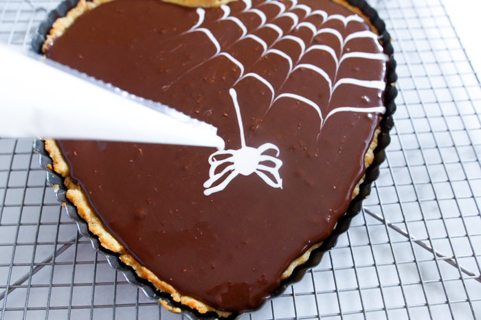 Chocolate Spiderweb Bakewell Tart