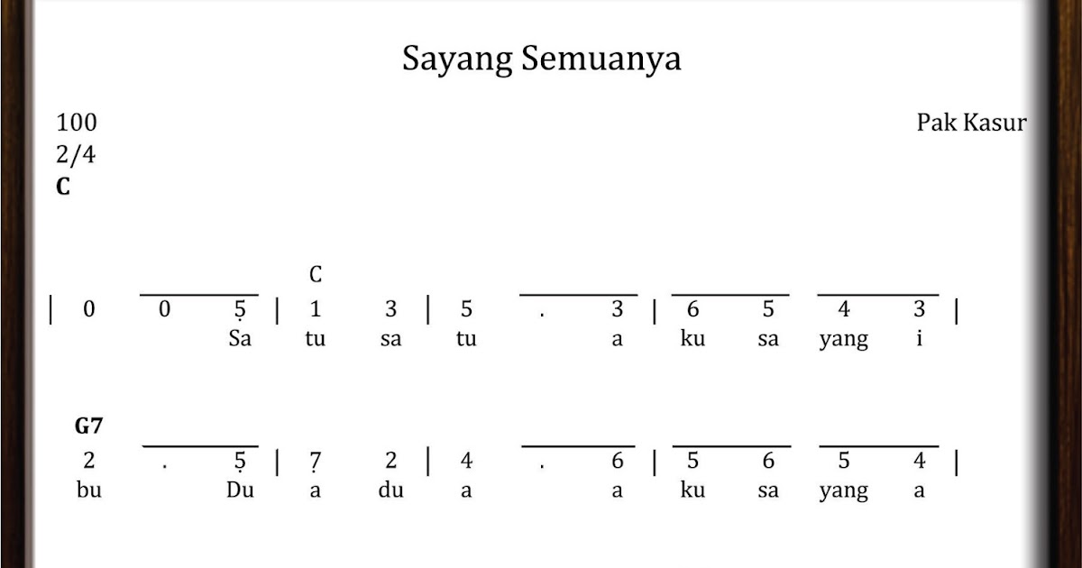 Not Angka Sayang Semuanya - SEKITAR MUSIK