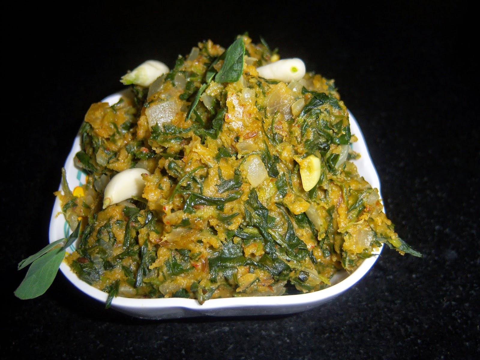 Methi Besan Bhaji Methi Senagapindi Kura Fenugreek Leaves Curry