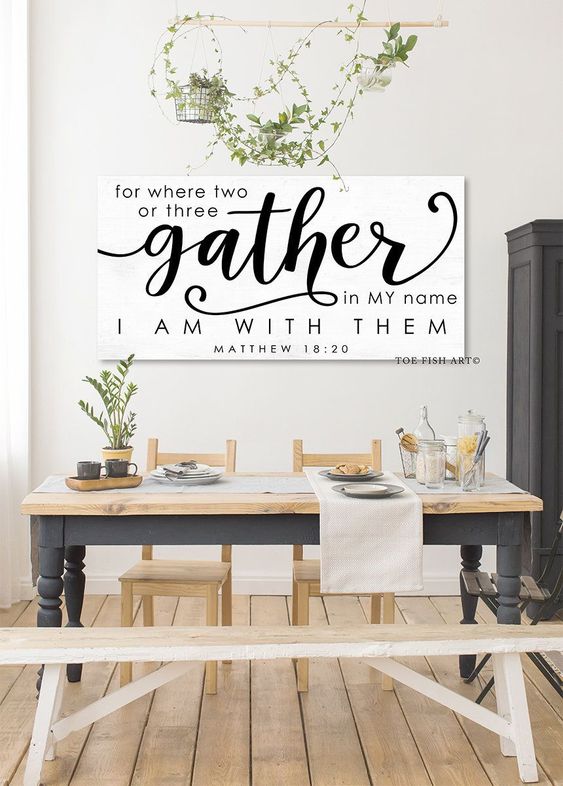 Adorable Dining Room Gather Sign Wall Art Decor Ideas / Home Decor