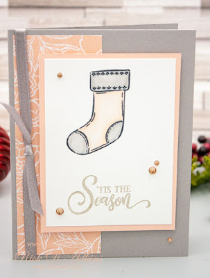 Using the Tag Buffet Stamp Set for a Non-traditional Colored Christmas Card.