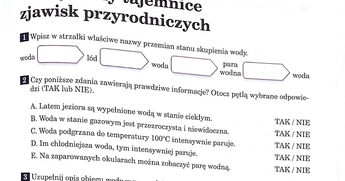 Test Z Przyrody Klasa 4 Dzial 4 NA TROPIE PRZYRODY: KLASA 4 - ZADANIA DODATKOWE