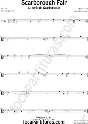  Partitura  la feria de scarborough de Viola Sheet Music for Viola Music Score Scarborouh Fair