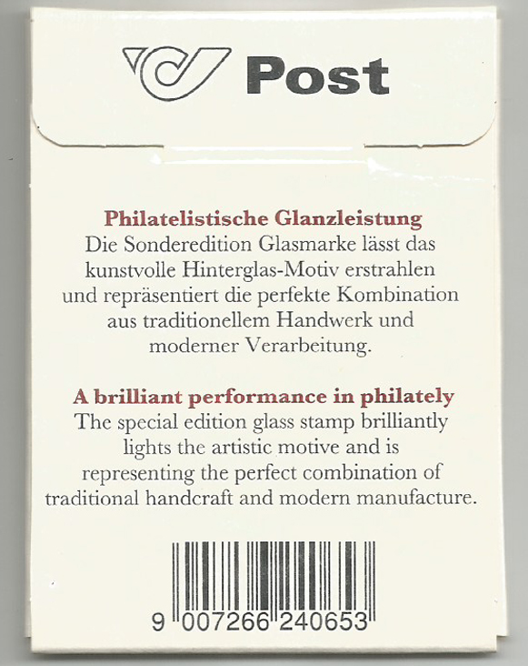 Philately World's first self adhesive glass stamp Austria