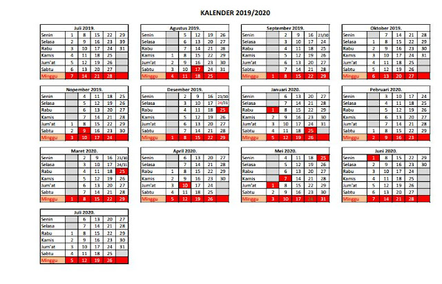 Kalender Pendidikan Tahun Ajaran 2019/2020 Provinsi Jawa Timur