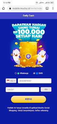 Cara Mendapatkan Uang Gratis 100 ribu dari Aplikasi Mucho Android