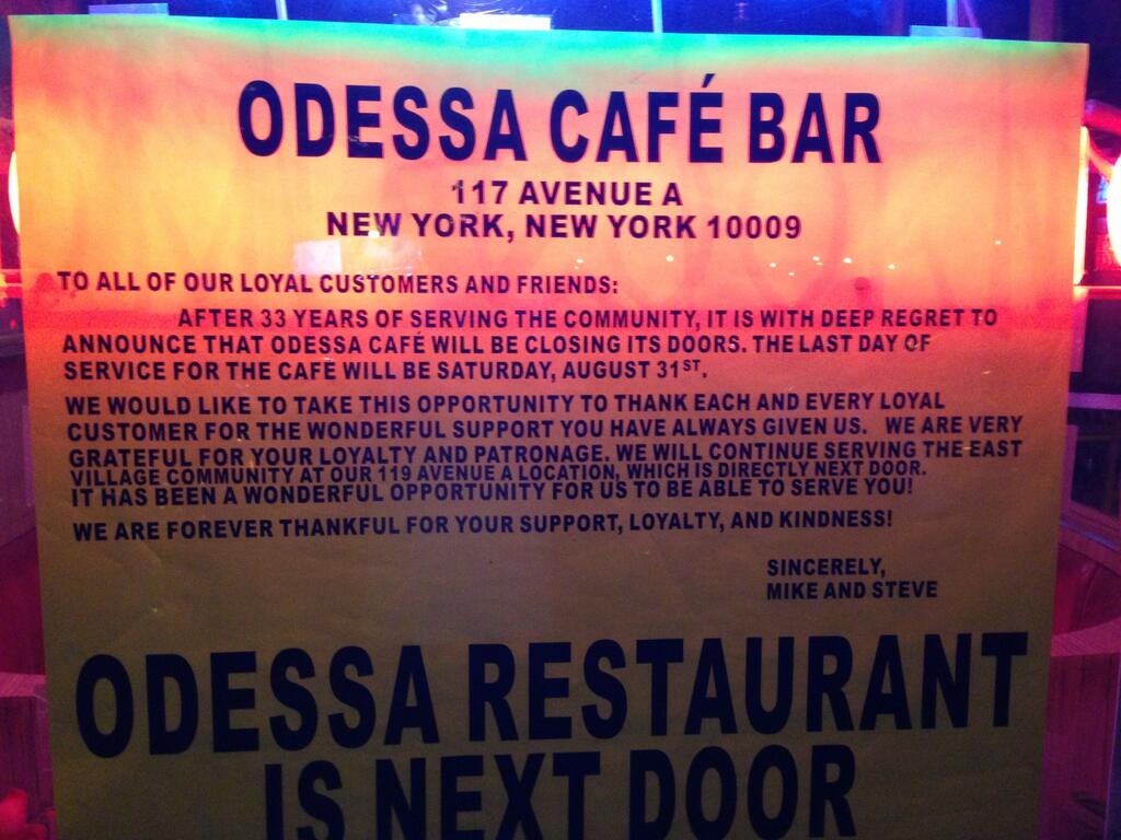 EV Grieve [Updated] After 33 years, Odessa Cafe and Bar closes for