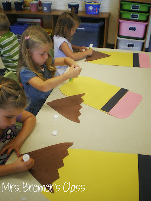 Back to school art craftivity, Brown Bear art craftivity, color mixing art, class pennant art craftivity