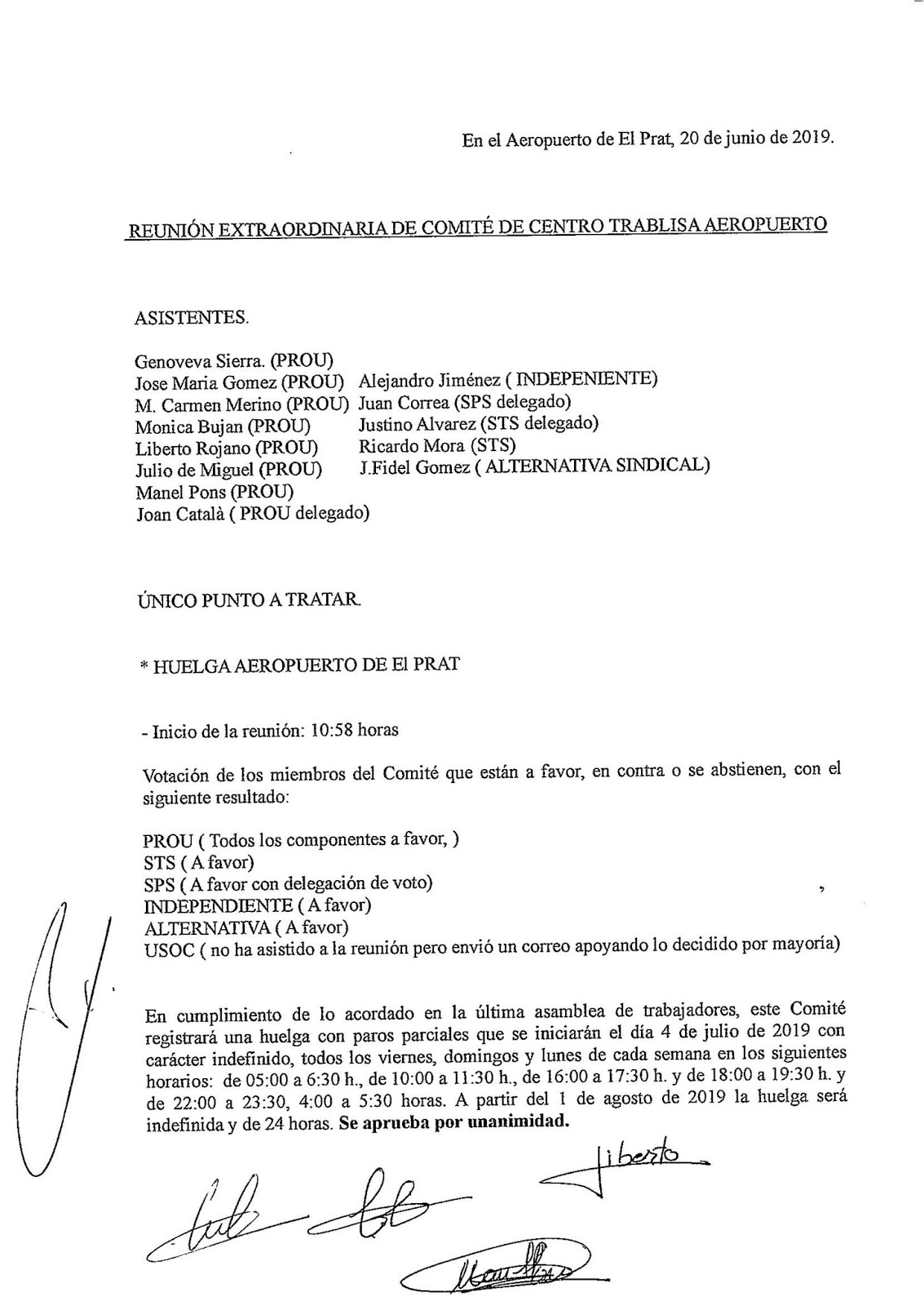 (Ver actas) Convocada una huelga indefinida por parte del servicio de seguridad de El Prat