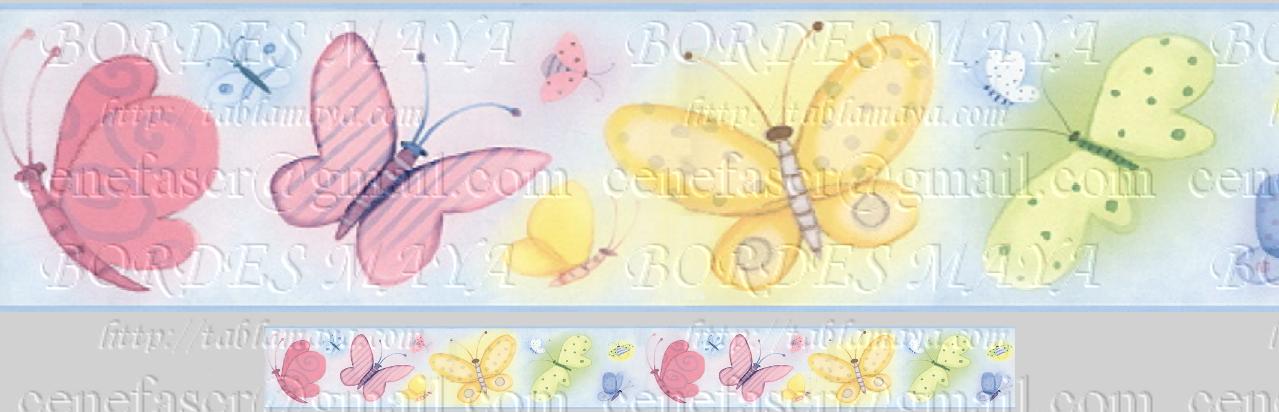 Cenefas adhesivas 🤎 🖤 diseño de mariposas coloridas fondo blanco
