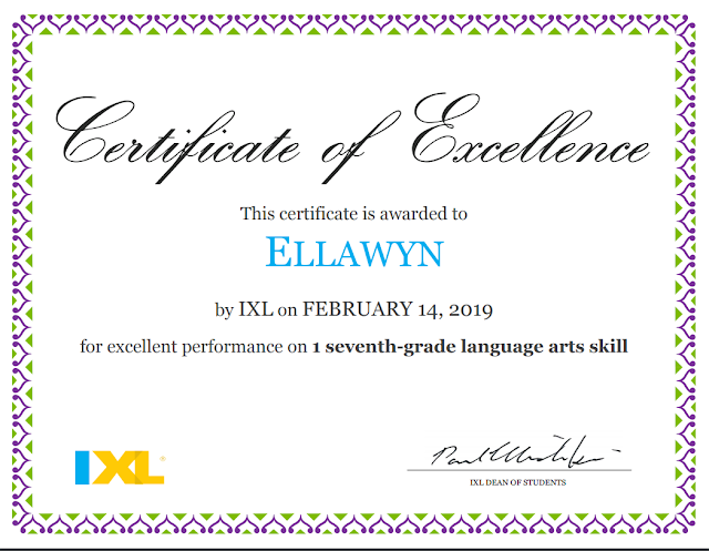 IXL Learning certificates for homeschool