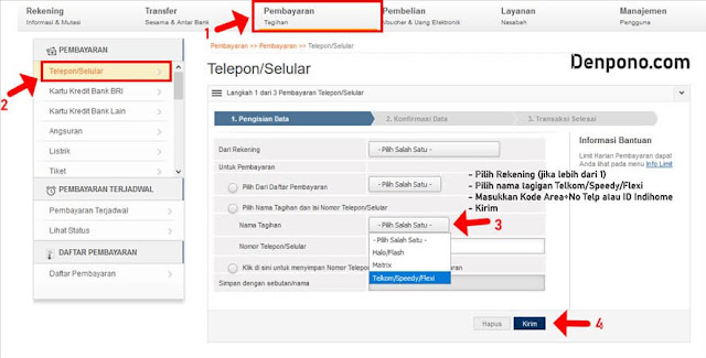 Cara Bayar Tagihan Indihome Lewat Internet Banking BRI