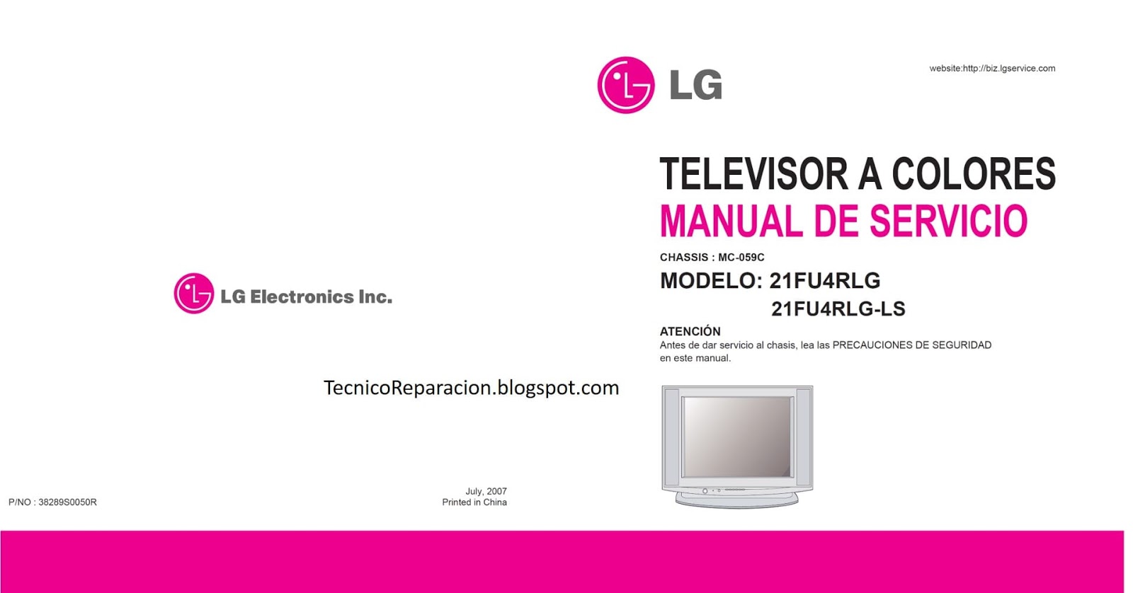 CHASSIS MC-059C 21FU4RLG 21FU4RLG-LS Diagrama TV LG | Reparación Técnica
